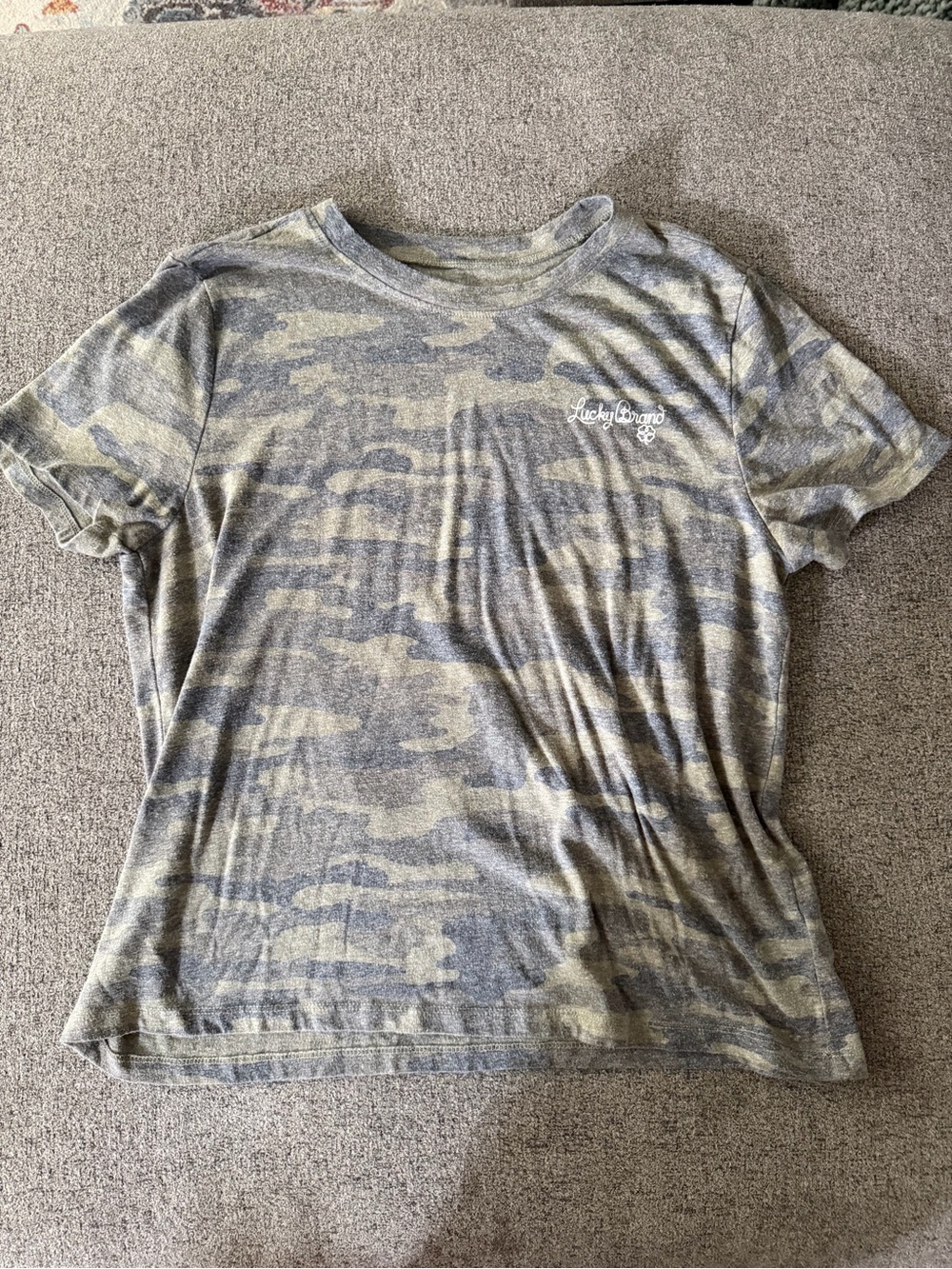 Lucky Brand Women's Camo Short Sleeve Tee in Gray & Green